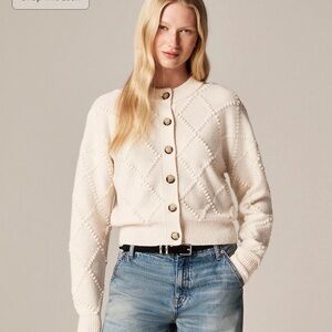 J CREW XS Popcorn-stitch cardigan in vintage wool CO337